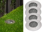 Ranex 4er SET Solar LED Bodeneinbaustrahler rund – Edelstahl IP67 für Garten & Einfahrt – Bild 2