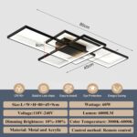TYJY LED Deckenleuchte 80cm 60W Dimmbar Schwarz – Moderne Rechtecklampe mit Fernbedienung – Bild 3
