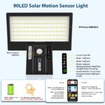 JESLED 90-LED Solarleuchte mit Bewegungsmelder & Fernbedienung – IP65 Sicherheitswandleuchte für Aussen, 2er Set – Bild 6