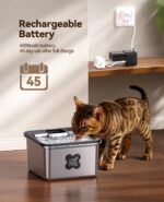 FEELNEEDY Katzenbrunnen 3.2L Kabellos mit 4000mAh Akku & Bewegungsmelder – Edelstahl – Bild 5
