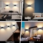 HANDSONIC LED Wandleuchte 7W Aluminium – Up & Down Licht Warmweiss 3000K für Innen – Bild 4