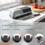 Rehomy Elektrischer Messerschärfer 3-Stufen mit Diamantscheiben – Profi-Schärfsystem für Küchenmesser – Bild 3
