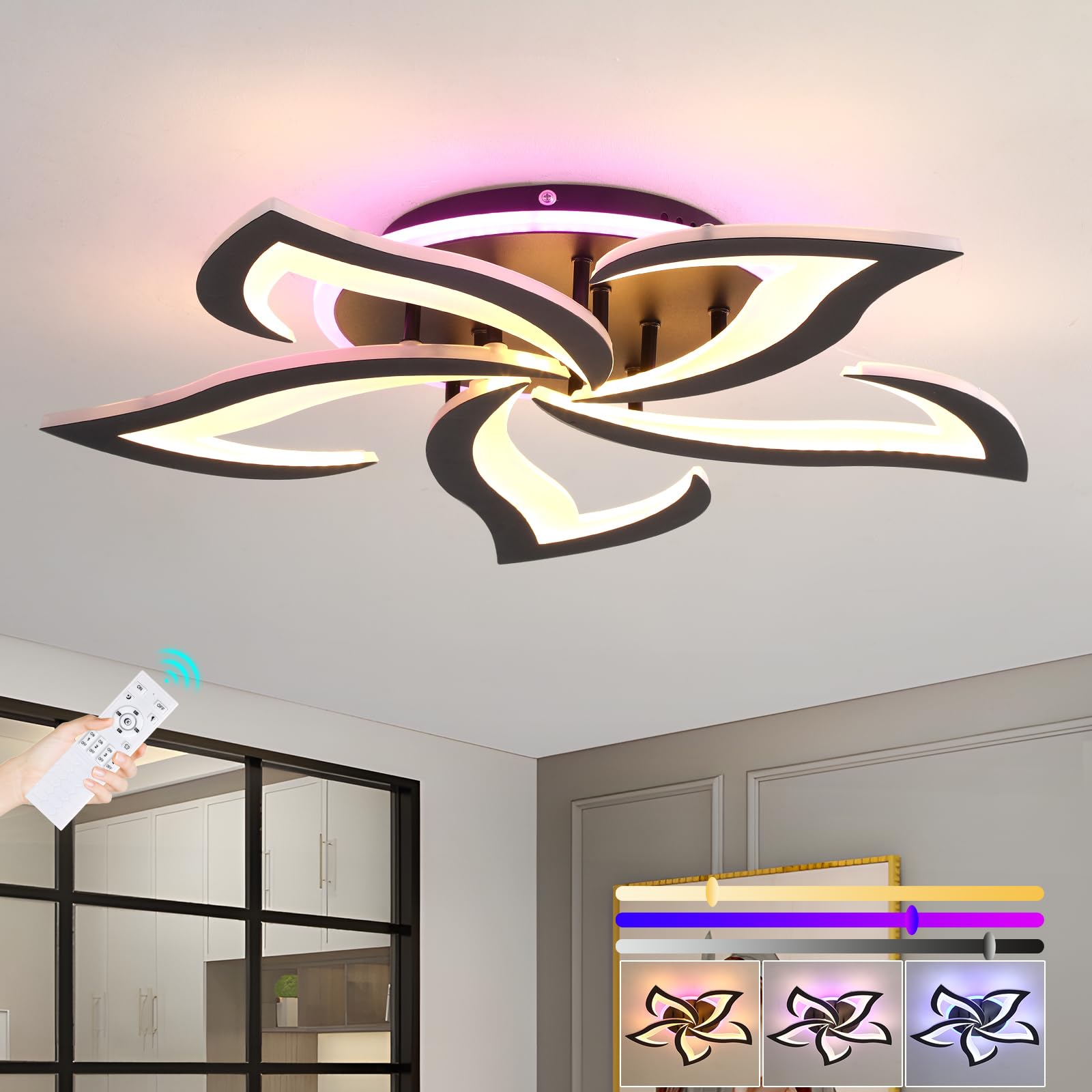 ZAITINZ LED Deckenleuchte 60cm, 50W Dimmbar mit Fernbedienung – 3000–6000K für Wohnzimmer & Schlafzimmer