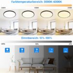 MOONSEA 48W LED Deckenleuchte Ø50cm Dimmbar 3000-6000K – Flache Designleuchte mit Fernbedienung – Bild 2