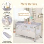DREAMADE 4 in 1 Reisebett 120 x 60 cm mit Matratze – Beistellbett, Wickeltisch & Laufgitter ab Geburt – Bild 4