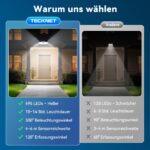 TECKNET 495 LED Solarleuchte mit Bewegungsmelder – 300° Aussenstrahler für Garten & Terrasse – Bild 3
