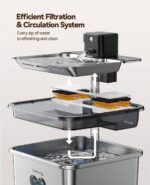 FEELNEEDY Katzenbrunnen 3.2L Kabellos mit 4000mAh Akku & Bewegungsmelder – Edelstahl – Bild 8