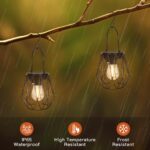 Ketom Solar-Hängelaterne 2er Set – IP65 Gartenleuchte mit Metallkäfig & warmweissem LED – Bild 2