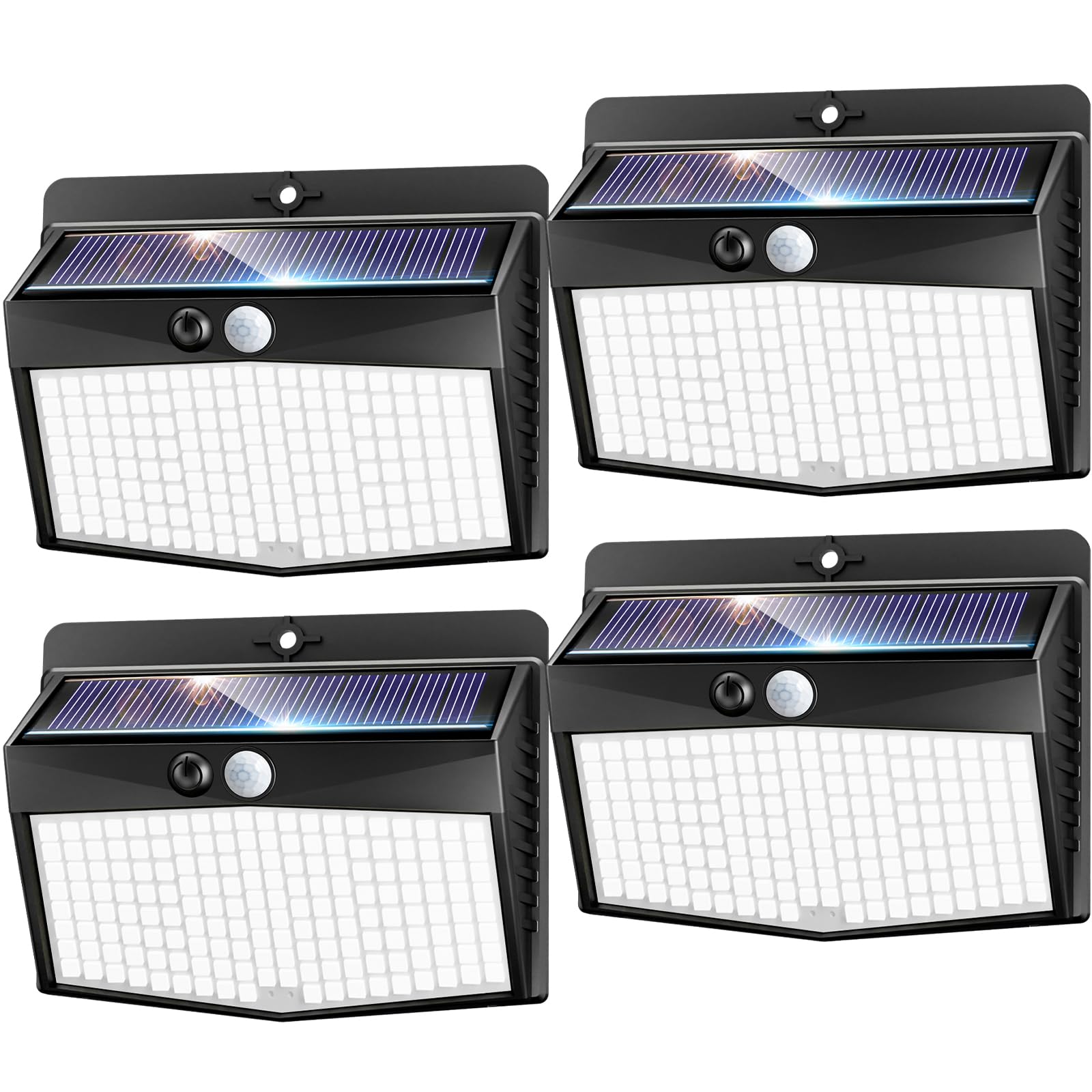 nipify 4er Set Solarleuchten mit Bewegungsmelder – 168 LED Wandleuchten IP65 für Garten & Hof