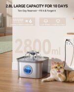 FEELNEEDY 2.8L Katzenbrunnen Edelstahl – Ultraleise Trinkbrunnen mit 4-Stufen-Filtersystem – Bild 2