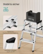 SONGMICS Trittleiter 3 Stufen mit rutschfesten Trittstufen – Klappbar bis 150 kg – Bild 5