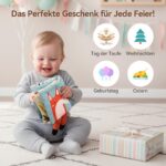 WOODEN TEETHER Babybuch Stoffbuch mit Spiegel – Interaktives Fühlbuch für Babys 0–6 Monate – Bild 9