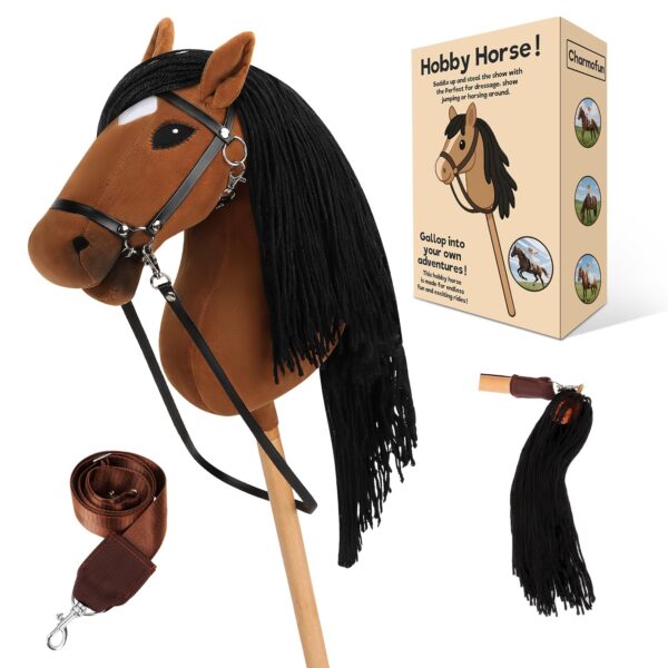 Charmofun Hobby Horse A3 Steckenpferd mit Plüschhalfter – Verstellbar für Kinder
