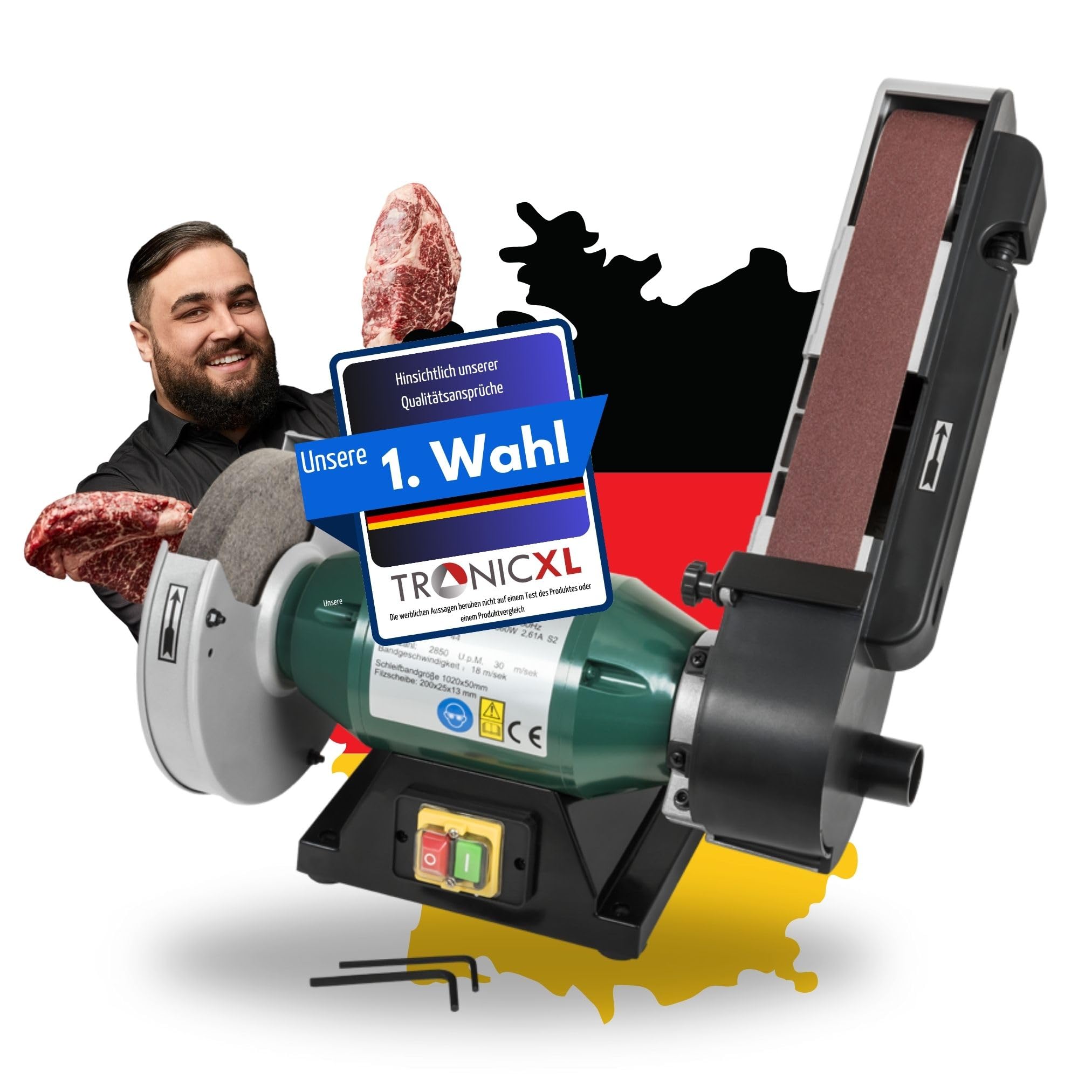 TronicXL 600W Kombischleifer – Profi-Messerschleifer mit Schleifband & Polierscheibe