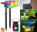 Luminea Home Control 2er-Set smarte Solar-Gartenstrahler RGB-CCT – App-gesteuert mit 16 Mio. Farben – Bild 3