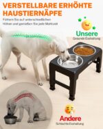Toozey Hundenapf Höhenverstellbar mit 2x 1200 ml Edelstahl-Schüsseln – für Mittelgrosse & Grosse Hunde – Bild 3