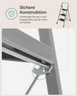 SONGMICS Klappleiter 3 Stufen bis 150 kg – Platzsparend & Sicher mit Klappsicherung – Bild 5
