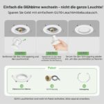 ALUSSO 10er Set Metall Einbaustrahler GU10 – 30° Schwenkbar, Werkzeuglose Installation für LED & Halogen – Bild 6