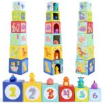 KMTJT Stapelwürfel Dinosaurier – Montessori Lernspielzeug ab 1 Jahr – Bild 6