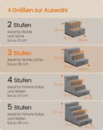 Feandrea Hundetreppe 3 Stufen mit Schaumstoff – Gelenkschonende Haustierrampe für kleine Hunde – Bild 7