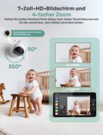 GHB Babyphone 7 Zoll 1080P IPS mit Infrarot-Nachtsicht – Sicherer Babymonitor für Eltern – Bild 7