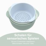3er Set Grüne Sensorische Silikon-Schalen – Stapelbares Spielzubehör für Wasser- & Trockenpiele ab 10 Monaten – Bild 3