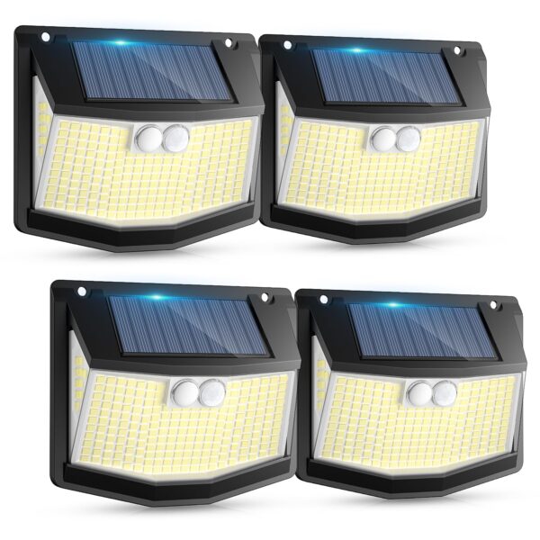 4er Set Solarlampen mit Bewegungsmelder 248 LEDs – IP65 Außenleuchte für Garten & Garage