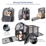 Lekespring Erweiterbare Haustier-Transportrucksack – 4 Mesh-Fenster & Sicherheitsleine für Katzen & Hunde bis 8 kg – Bild 3