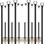 AHRLHR 6er-Set Outdoor String Light Poles 3m – Höhenverstellbar bis 3 Meter für Garten & Terrasse