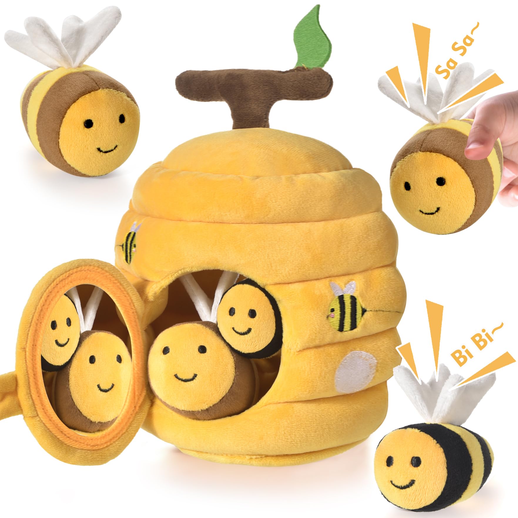 VORENUS Baby Bienenstock Spielzeug 6-12 Monate – Montessori Motorikspielzeug mit 5 Bienen