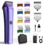 FuzzyFix Hundeschermaschine Profi – 5in1 Klinge & 8 Metall-Aufsteckkämme für Hunde, Katzen, Pferde