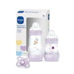 MAM Easy Start Anti-Colic Starter Set S – Babyflaschen-Set mit Schnuller, Lila