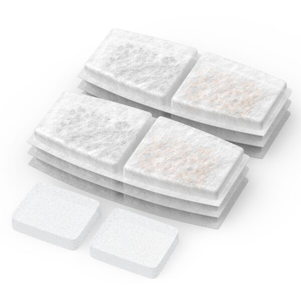 Pliera Katzenbrunnen Filter Set – 6 Aktivkohle + 2 Schwammfilter für kabelloses Modell