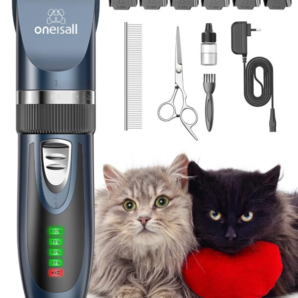 oneisall Leise Schermaschine für Katzen & Hunde – 50 dB Profi-Haarschneider mit Titan-Keramik-Klingen