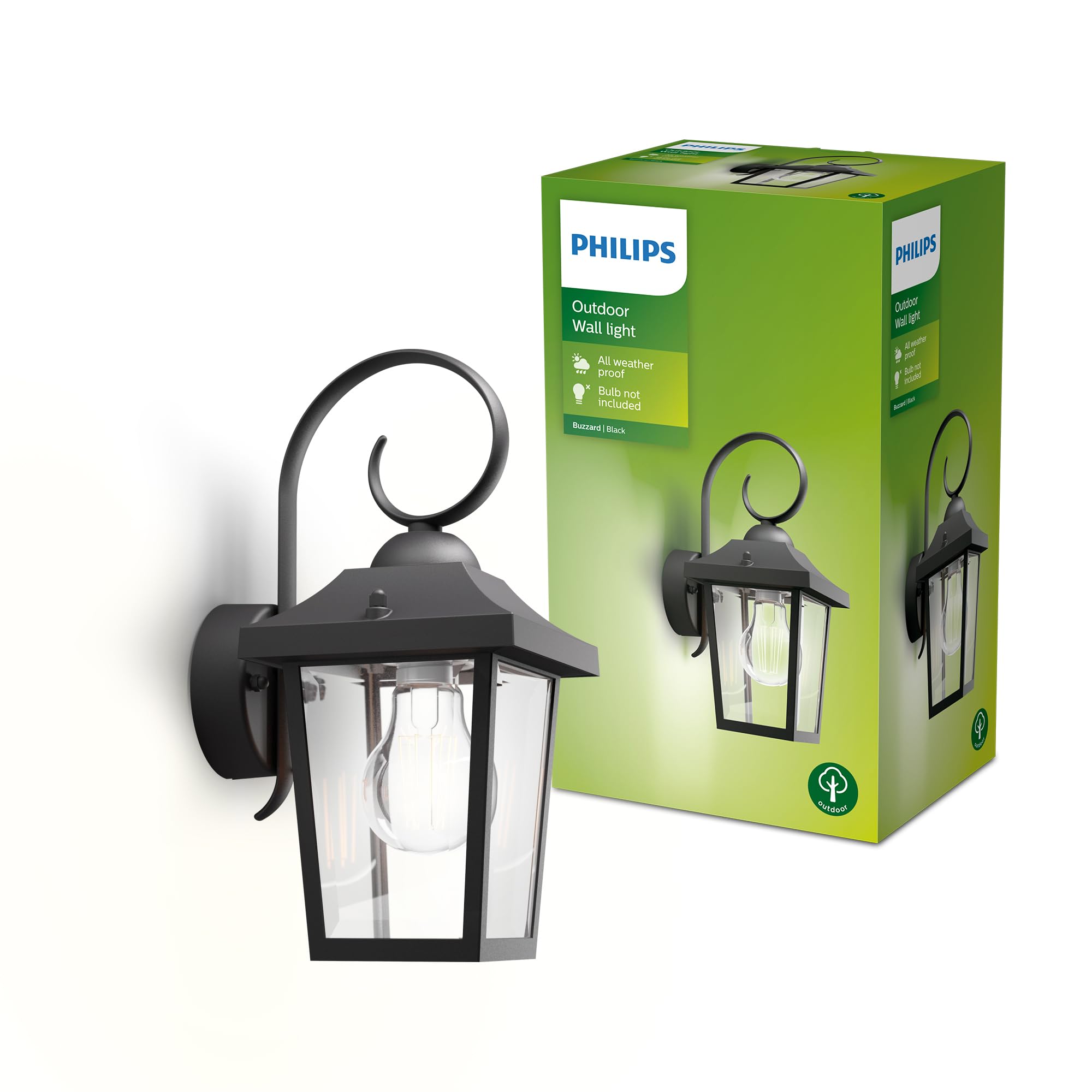 Philips Buzzard Aussenwandleuchte – IP44 Wetterfeste Gartenlampe aus Aluminium