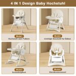 Lineluck 4in1 Hochstuhl – Mitwachsender Kinderhochstuhl mit Babyliege für 6 Monate bis 6 Jahre – Bild 7