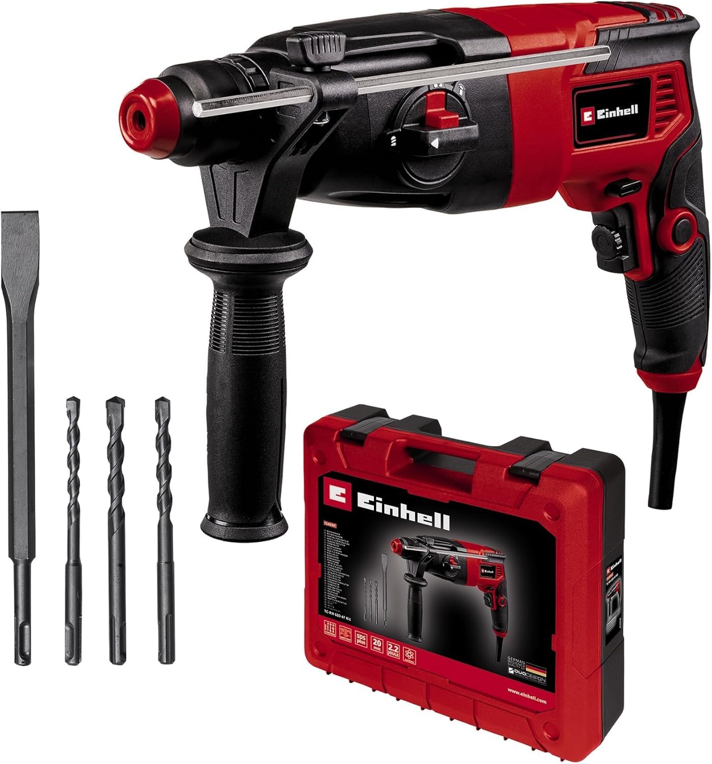 Einhell TC-RH 620 4F Bohrhammer 620 W – 4-in-1 Meiselhammer mit SDS-Plus für Beton
