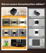 2er Set SENFAY Akku-Wandleuchte mit Bewegungsmelder – Kabellose LED-Wandlampe mit Touch-Dimmfunktion – Bild 6