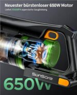 SunSare Akku-Staubsauger 650W/55kPa – 70 Min Laufzeit, Laser-Bodenbürste & Aromafunktion – Bild 2