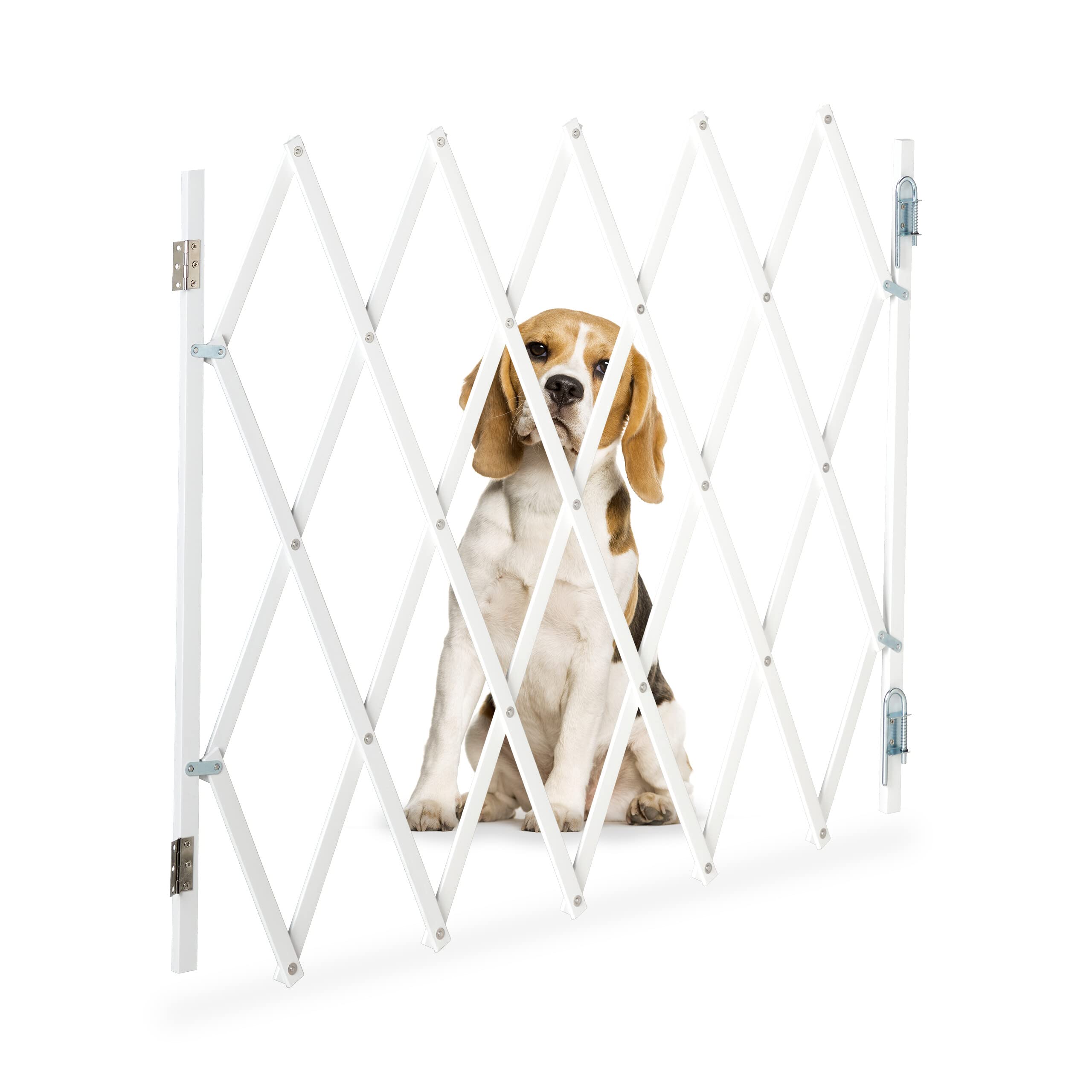 Relaxdays Hundeabsperrgitter Bambus – Ausziehbar bis 118 cm für Treppen & Türen