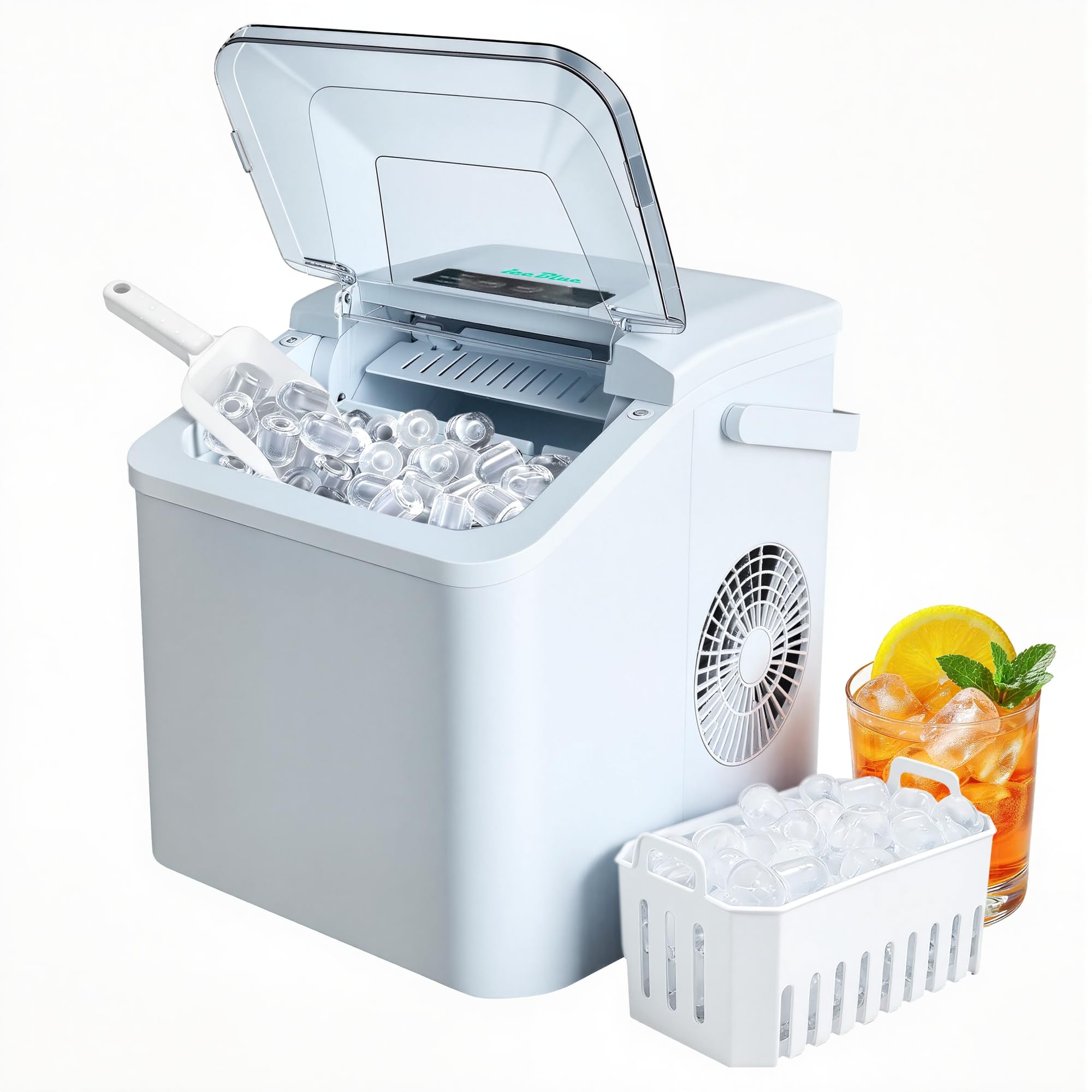 Iceblue Tisch-Eismaschine mit 2 Eisgrößen – 12 kg Tagesausstoß für Zuhause