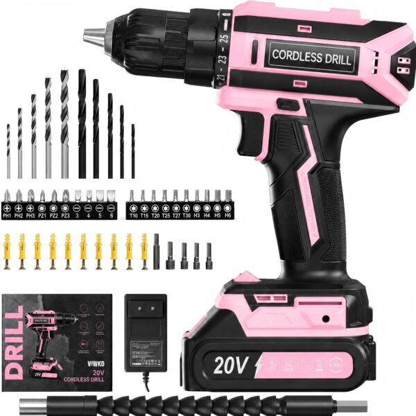 20V Akkuschrauber VIWKO mit 42Nm & 25+1 Drehmomentstufen – 56-teiliges Set für DIY