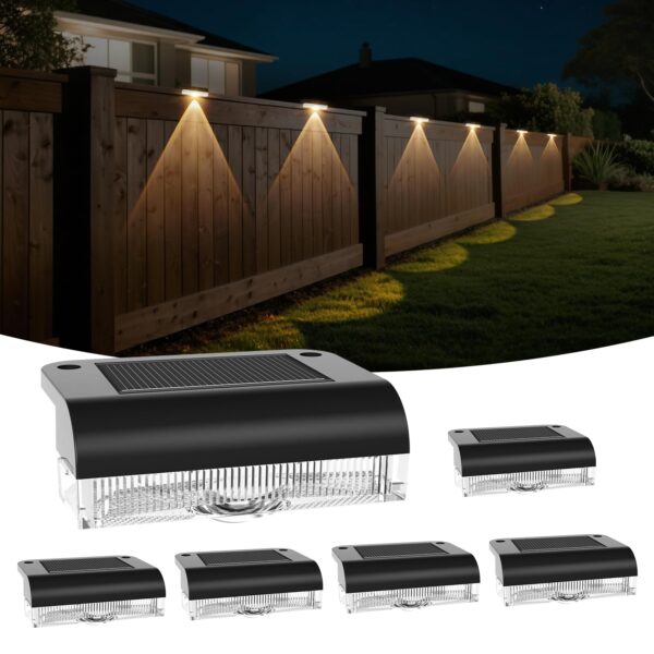 Solar Wandleuchte Aussen 6er Set – IP65 wasserdicht für Treppen, Zaun & Terrasse