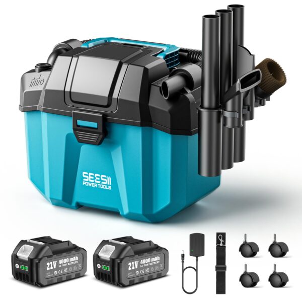 Seesii 10L Akku Nass-Trockensauger 3-in-1 – Kabellos für Werkstatt, Auto & Baustelle