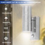 qfzwj Aussenleuchte mit PIR-Bewegungsmelder, 2x GU10, Edelstahl – IP65 Wandleuchte für Garten – Bild 4