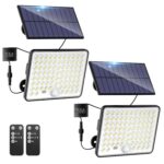 kolpop 2er Set Solar-Wandleuchte mit Bewegungsmelder – 82 LED, Fernbedienung, IP65 für Garten