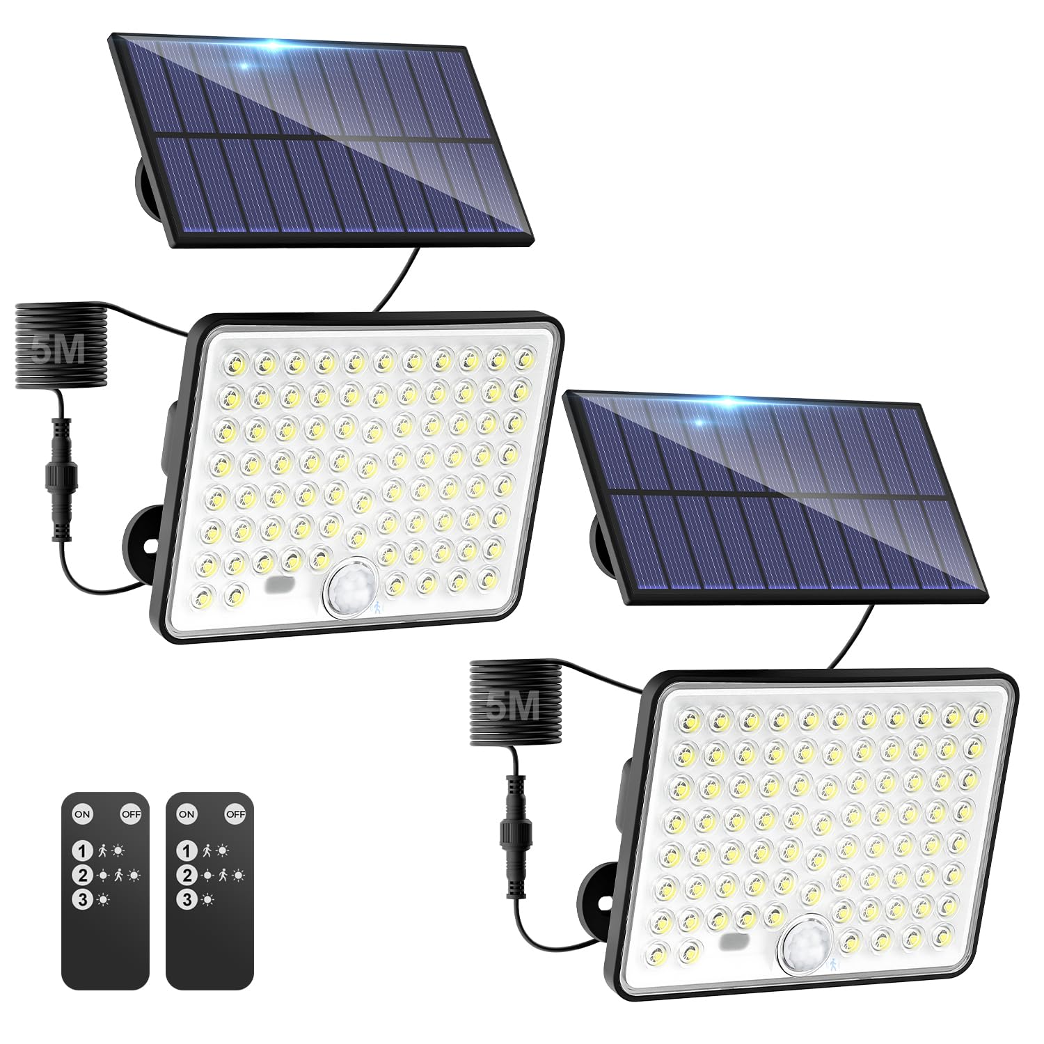 71rm8kyUfL._SY1500_.jpg kolpop 2er Set Solar-Wandleuchte mit Bewegungsmelder – 82 LED, Fernbedienung, IP65 für Garten – Bild 1