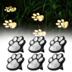 6er-Set Solar Bodenleuchten Pfotenabdruck – Warmweisse LED Gartenbeleuchtung für Aussen