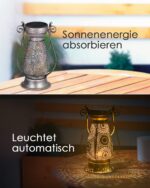 2er Set Solar Laternen Görvitor – IP44 Wasserdicht, Orientalisches Design, Warmweiss LED für Garten – Bild 4