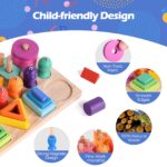 Hoiloie Montessori Holzspielzeug 3 in 1 – Stapel-, Form- und Angelspiel für Kinder ab 1 Jahr – Bild 6